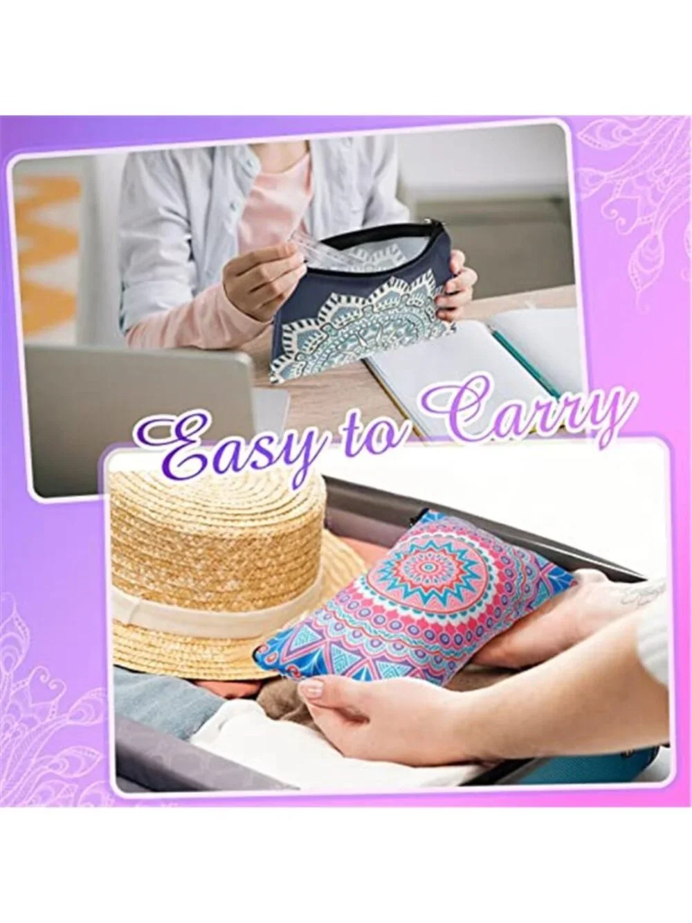 20 Pack Mandala Makeup Bags Cosmetic Pouch Travel Toiletry Organizer Zipper Bag